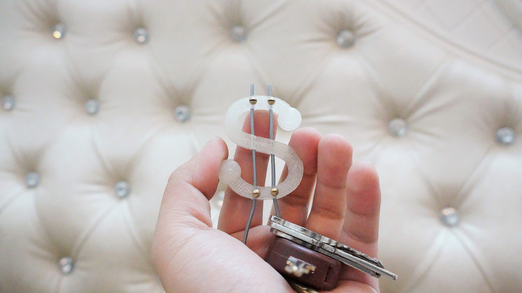 simbolo dollaro catena chiave pinshape disegno 3d 3D print model - Mito3D