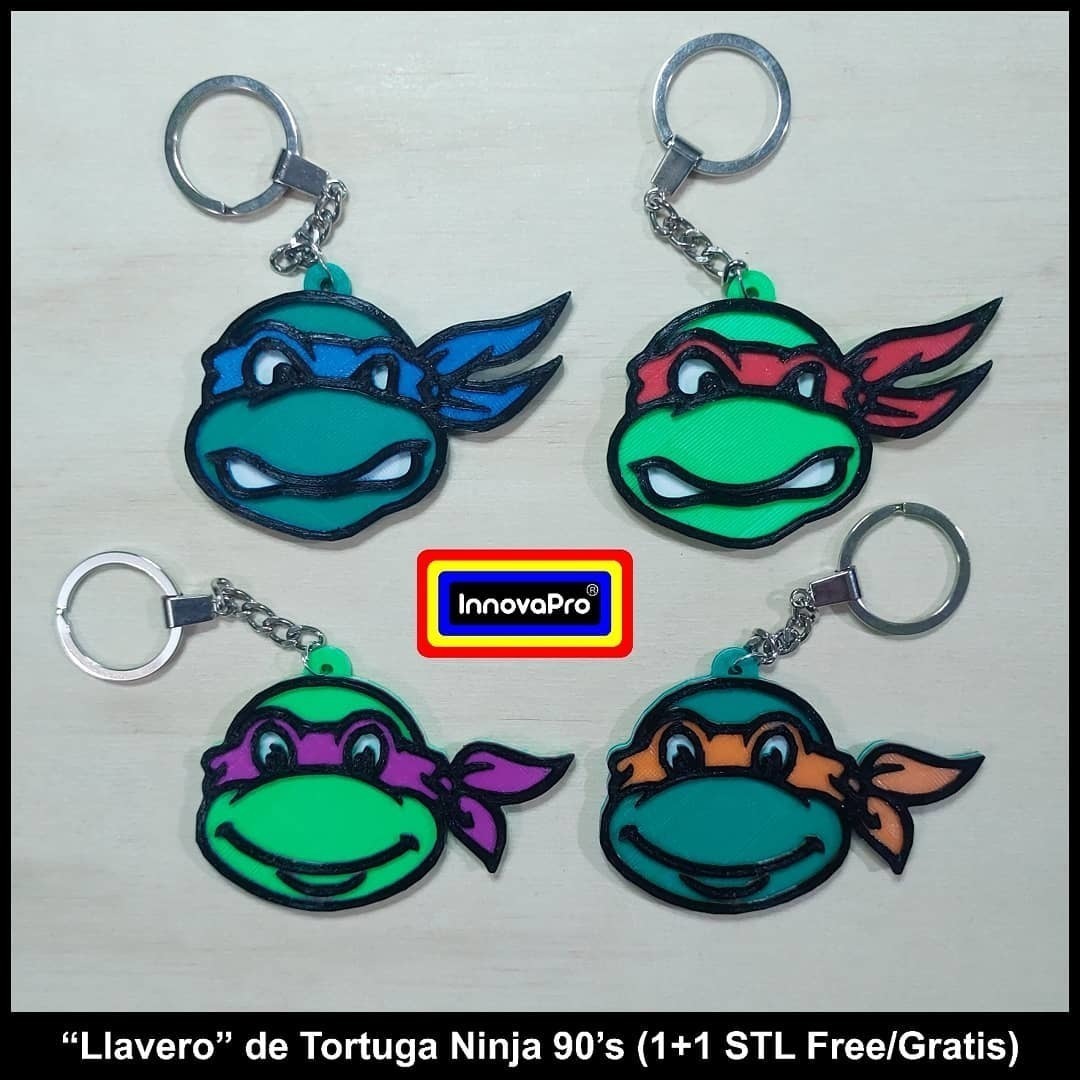 90 s ninja turtle keychain 2x1 pinshape 3D print model - Mito3D