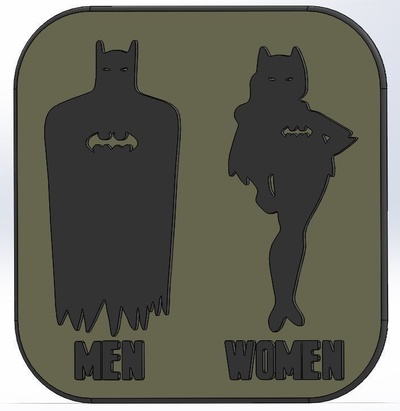 bat & batwoman wc sticker pinshape 3d print model - Mito3D