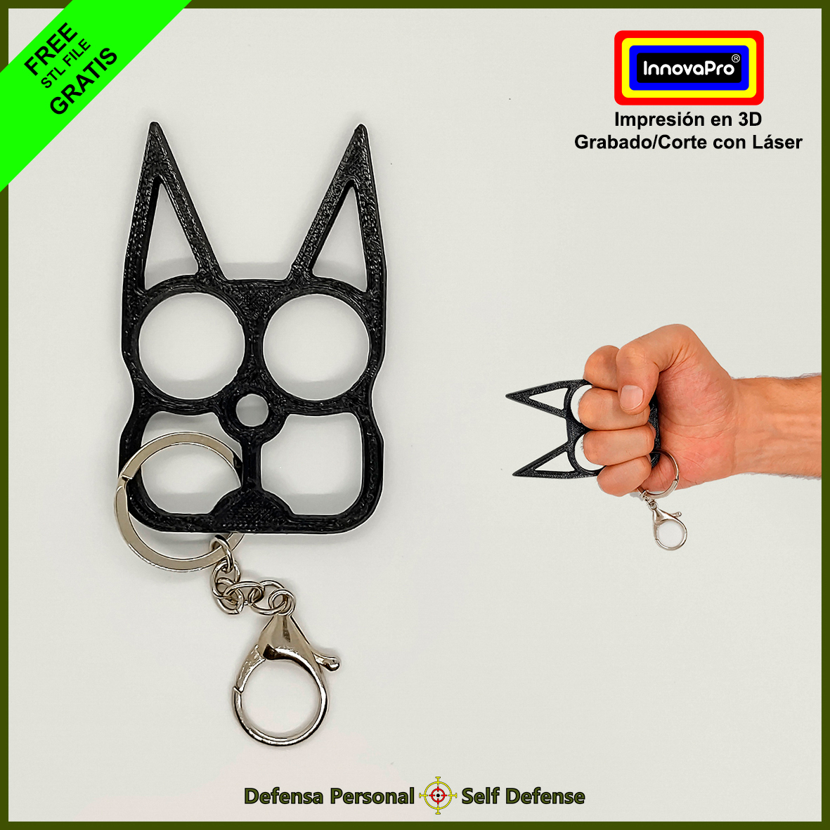 defensa llavero mod1 forma alfiler 3D print model - Mito3D