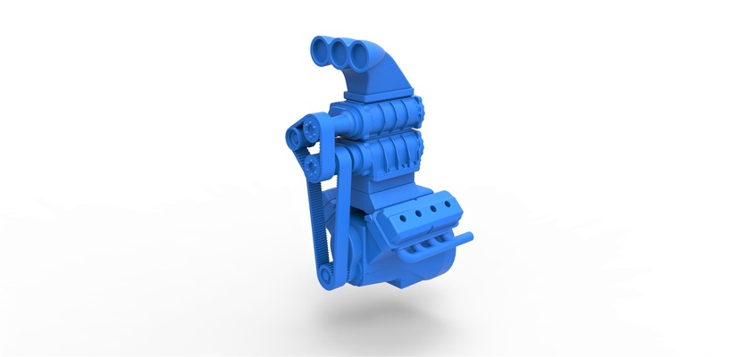 moulé pression v8 moteur double compresseur 1 25 forme d'épingle 3d print model - Mito3D