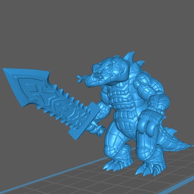 gator crocodile monster schwert pinshape dnd 3d print model - Mito3D