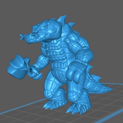 gator-man - crocodile-man monster hammer pinshape dnd 3d print model - Mito3D