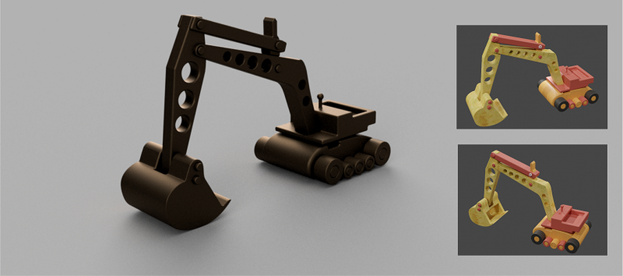 excavatrice forme d'épingle lives kids 3d print model - Mito3D
