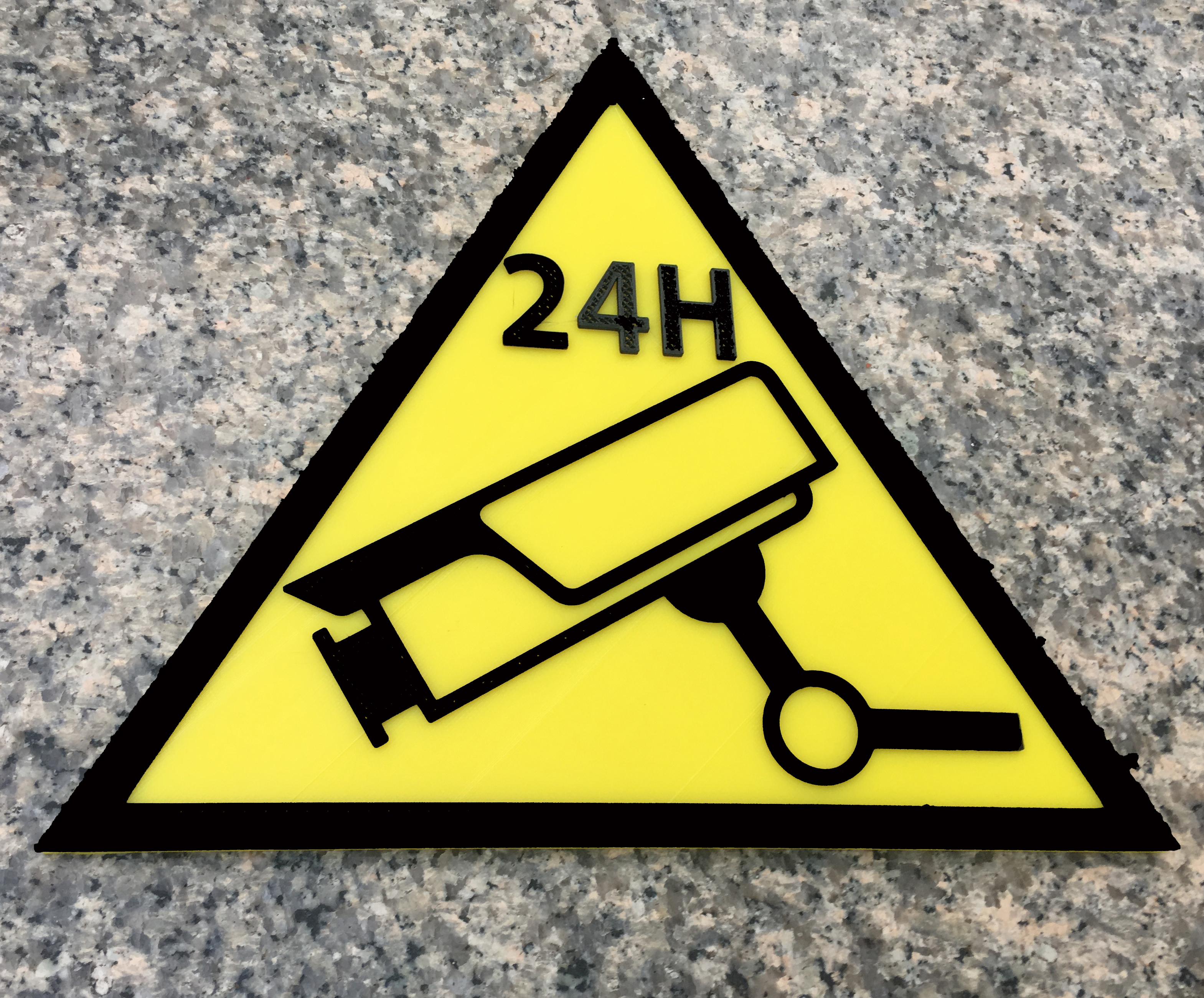 caméra vidéo surveillance avertissement signe forme d'épingle 3D print model - Mito3D