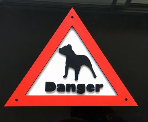 pericoloso cane avvertimento cartello forma spillo 3d print model - Mito3D