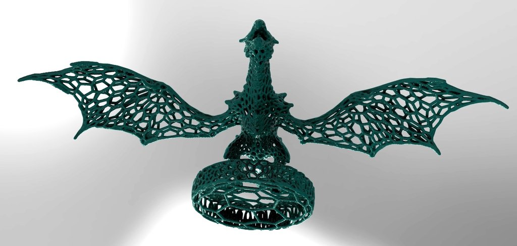 dragon cerchio stile voronoi pinshape disegno 3d 3D print model - Mito3D