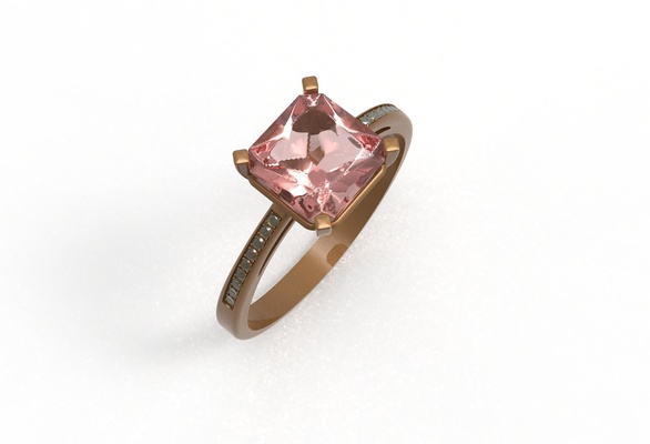rosa ouro joias alfinete anel 3d print model - Mito3D