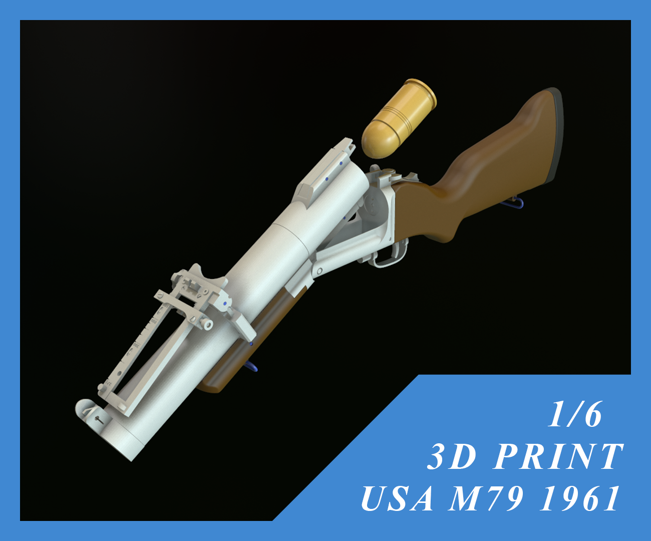 usa 40mm grenade launcher m79 1 6 12 inch pinshape grenade-launcher 3D print model - Mito3D