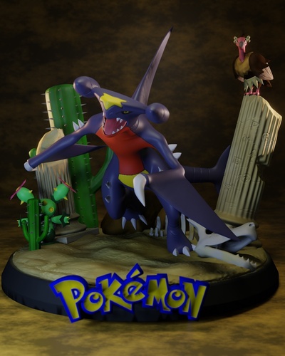 pokemon garchomp pinshape 3d print model - Mito3D