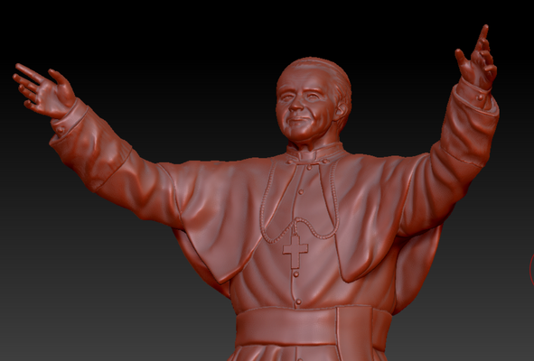 estatua of santo papa juan pablo 2 3d modelo forma alfiler escultura 3d print model - Mito3D
