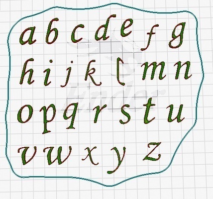 kleinbuchstaben alphabet stempel pinshape 3d print model - Mito3D