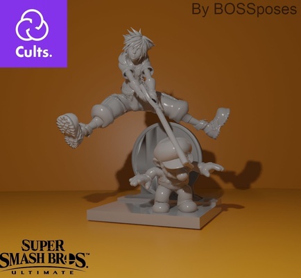 bossposen ssbu sora vs mario pinshape smash bros 3d print model - Mito3D