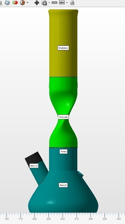 build a custom bong - middle twist tube pinshape 3d print model - Mito3D