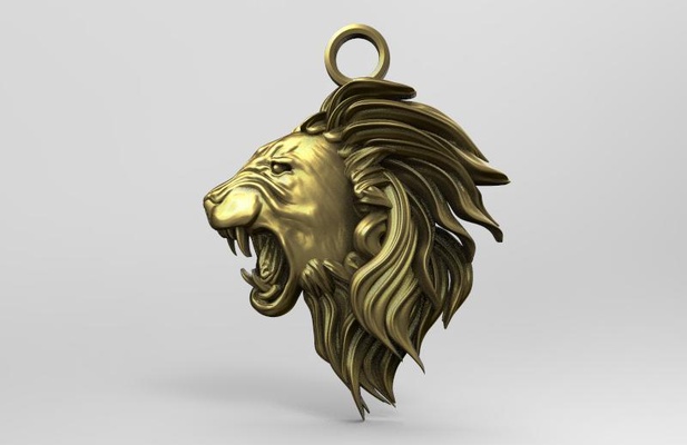 lion tête pendentif forme d'épingle 3d print model - Mito3D