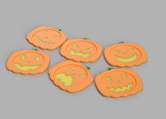jack o' coaster 6 visage dessins forme d'épingle halloween 3d print model - Mito3D
