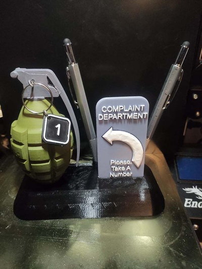 plainte département grenade forme d'épingle pen holder 3d print model - Mito3D