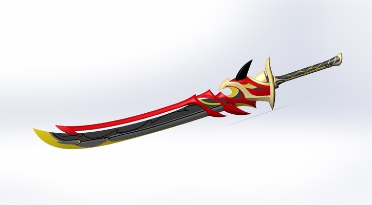 redhorn trillador genshin forma alfiler espada 3d print model - Mito3D
