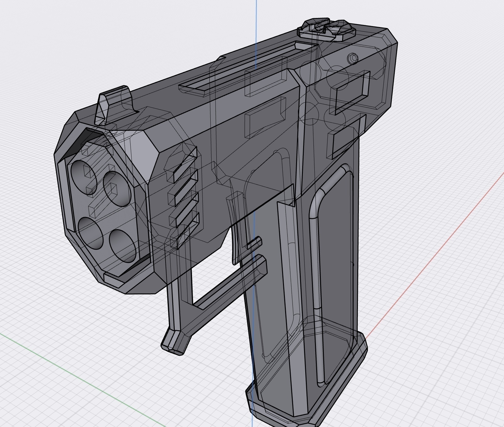 futurista curto barril pistola combinar 4bp alfinete arma fogo 3D print model - Mito3D