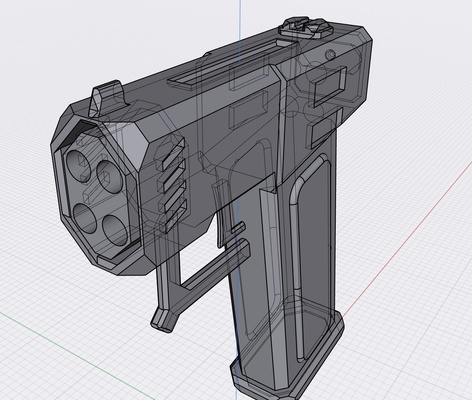futurista corto barril pistola combinar 4bp forma alfiler 3d print model - Mito3D