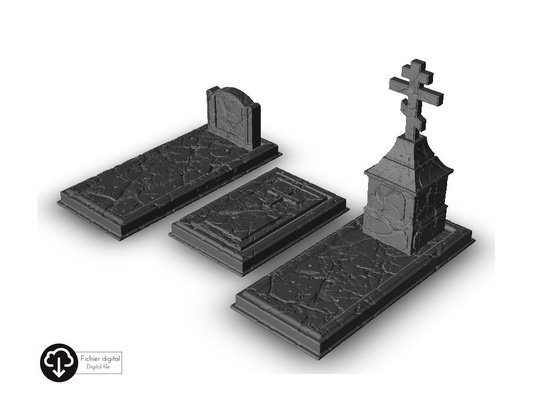 ensemble of 3 tombes forme d'épingle architecture 3d print model - Mito3D