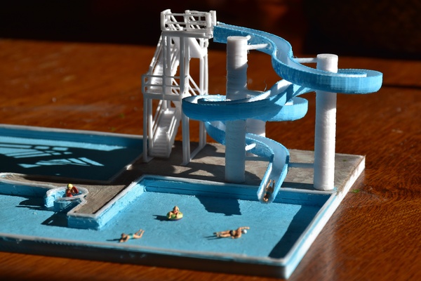 su kaymak merdiven n 1 160 or ho 87 ölçek kızak iğne şekli su kaydırağı 3d print model - Mito3D
