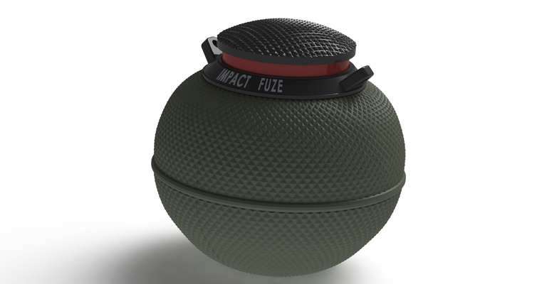 arco iris cerco granada impacto grenade alfinete 3d print model - Mito3D