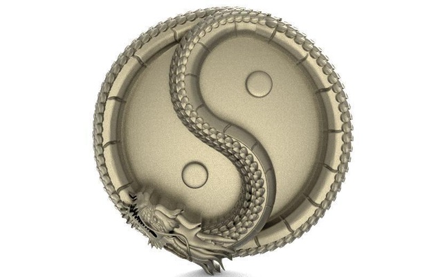 yin yang dragon pendentif forme d'épingle 3d print model - Mito3D