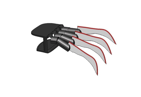 bıçak parmak freddy krueger pençeler iğne şekli pençe 3d print model - Mito3D