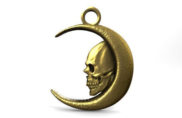 skull moon pendant pinshape 3d print model - Mito3D