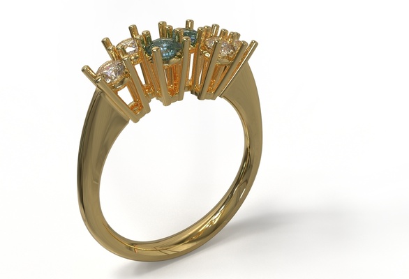 zafiro diamante anillo forma alfiler 3d print model - Mito3D