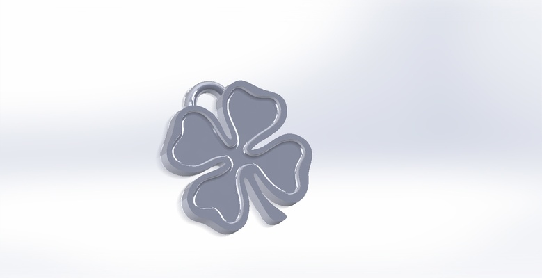 four leaf trèfle forme d'épingle porte clés 3d print model - Mito3D