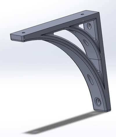 étagère support doublé courbe forme d'épingle étagères 3d print model - Mito3D