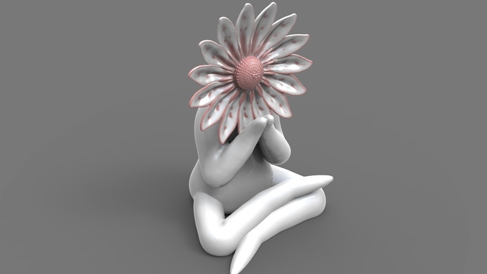 yoga çiçek kadın 1 iğne şekli sanat 3d print model - Mito3D
