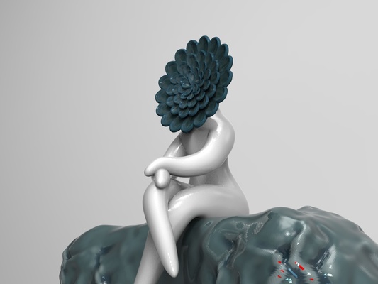 flower woman 2 stl 3d printing pinshape art 3d print model - Mito3D