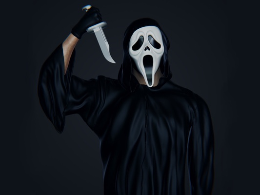 fantasma cara máscara gritar película forma alfiler 3d print model - Mito3D