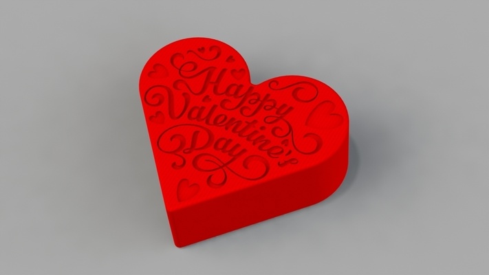 saint valentin journée cœur boîte forme d'épingle happy valentine's day 3d print model - Mito3D