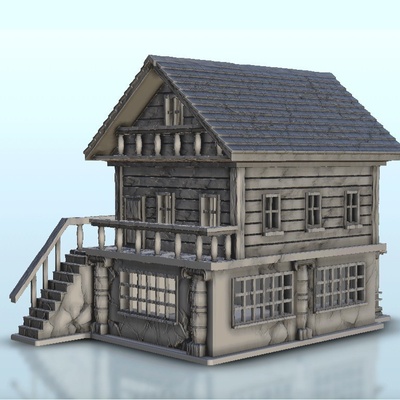 ahşap ev 23 iğne şekli mimari 3d print model - Mito3D