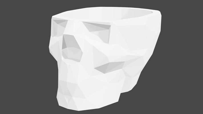 poly skull plant pot pinshape 3d print model - Mito3D