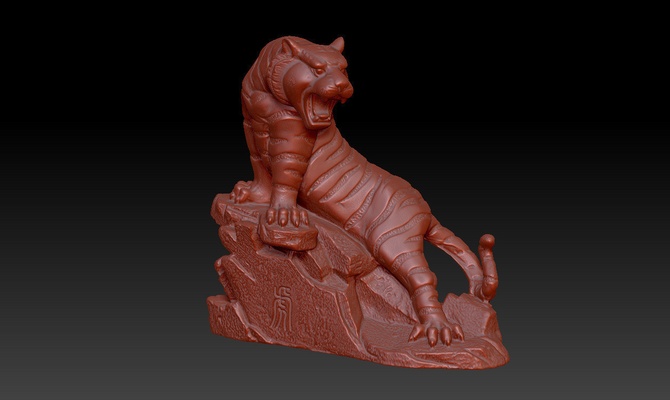 tigre stile ornamenti forma spillo 3d print model - Mito3D