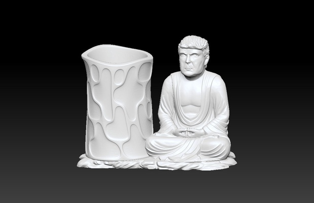 briscola buddha penna titolare supporto 3 forma spillo 3d print model - Mito3D