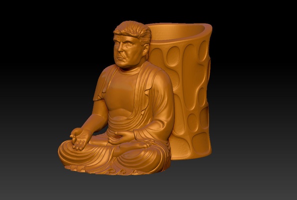 briscola buddha penna titolare supporto 4 forma spillo 3d print model - Mito3D