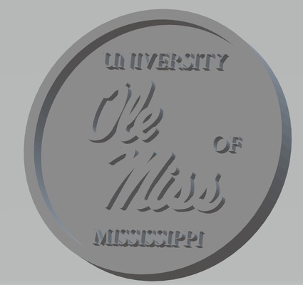 university of mississippi - ole miss pinshape coaster 3d print model - Mito3D