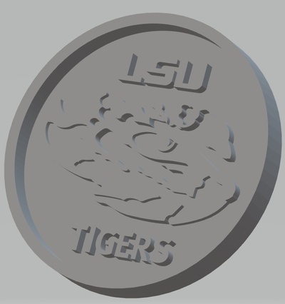 louisiane etat université tigres forme d'épingle coaster 3d print model - Mito3D