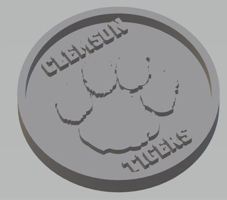 clemson university - tigers pinshape coaster 3d print model - Mito3D
