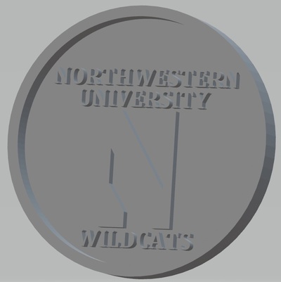 northwestern university - wildcats pinshape coaster 3d print model - Mito3D