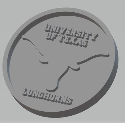 university of texas - longhorns pinshape coaster 3d print model - Mito3D