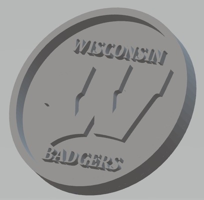 university of wisconsin - badgers pinshape coaster 3d print model - Mito3D