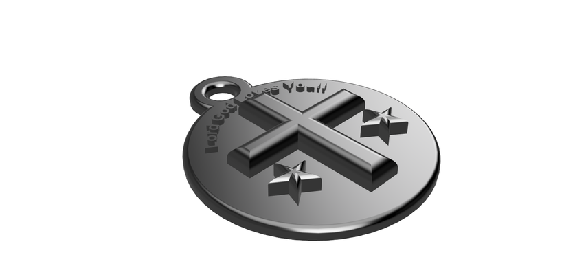 lord god loves key chain pinshape key-chain-charm 3d print model - Mito3D
