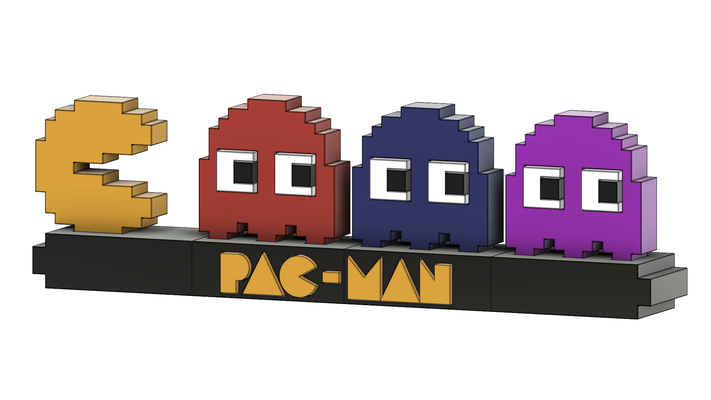 pac man supporter arcade pixel forme d'épingle 3d print model - Mito3D